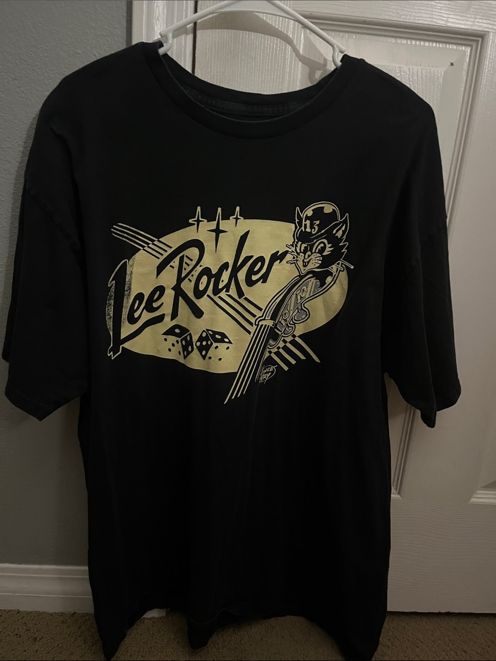 Lucky Brand Black Tee with Cream 'Lee Rocker' Retro Graphic